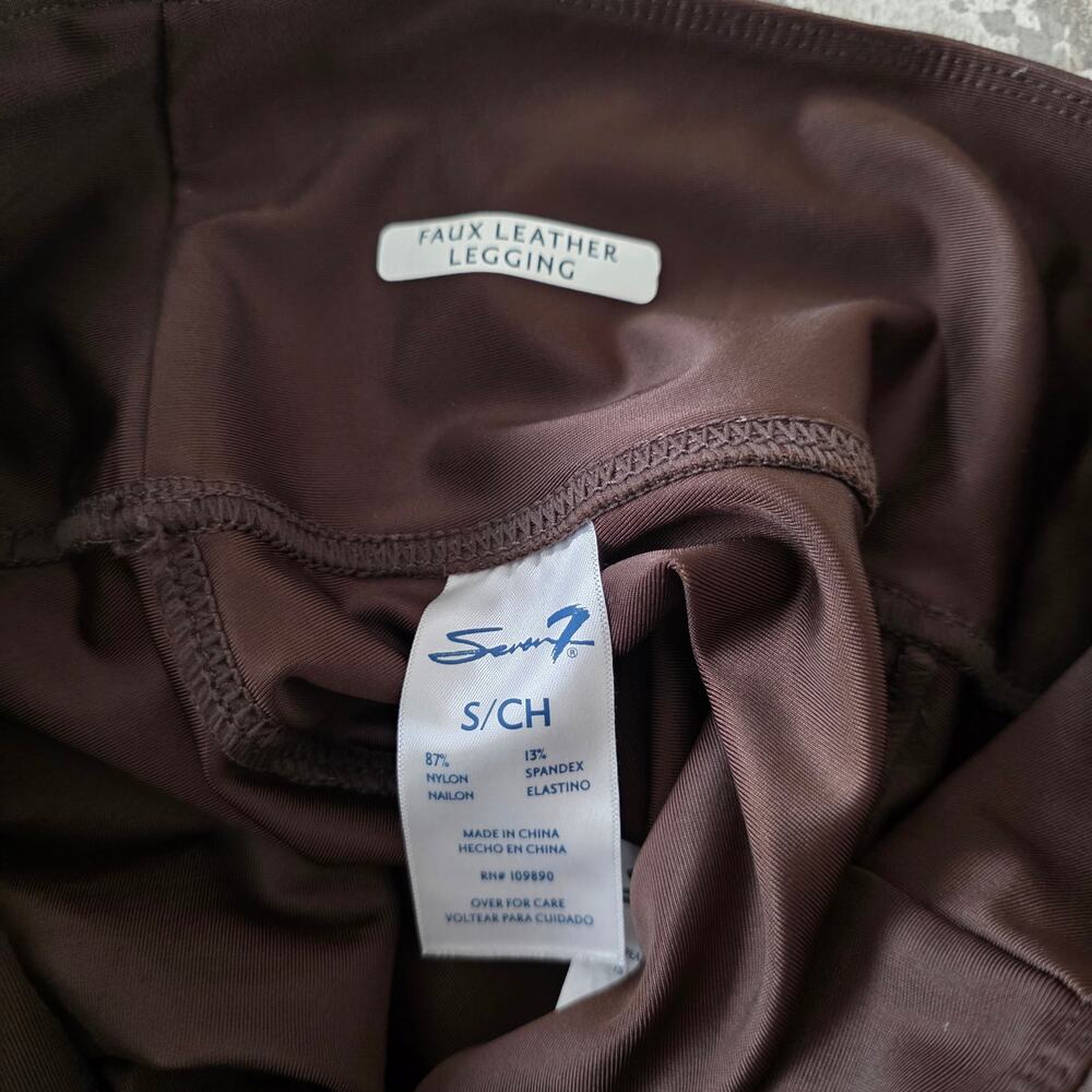 Seven7 Brown Faux Leather Leggings Women's Size Small - Picture 5 of 9
